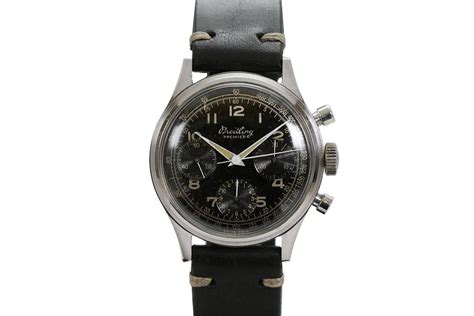 1950 watch breitling premier black face leather band chronograph|fratello watches 1950s.